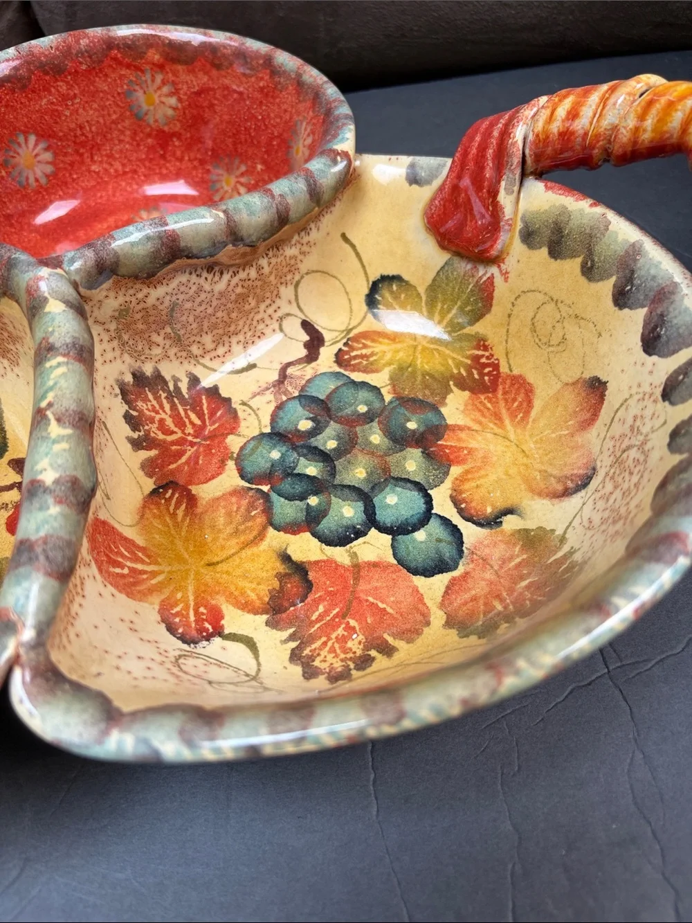 Italina Red Orange Yellow Three-Section  Serving Dish